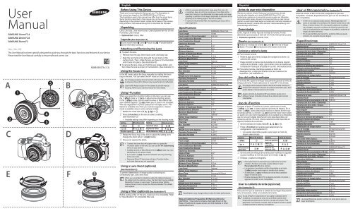 Samsung Obiettivo a lunghezza focale fissa grandangolare da 20 mm F 2,8 - User Manual_0.01MB, pdf, ENGLISH, FRENCH
