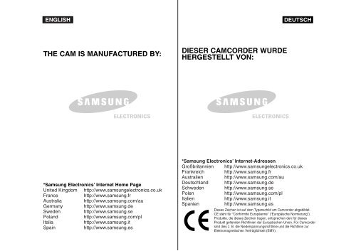 Samsung VP-X110L - User Manual_6.83 MB, pdf, ENGLISH, GERMAN