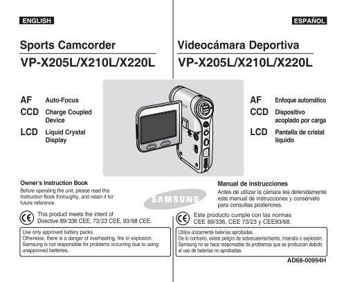 Samsung VP-X220L - User Manual_10.39 MB, pdf, ENGLISH, SPANISH