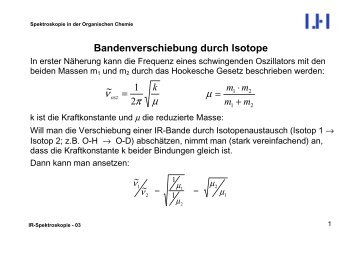 Bandenverschiebung durch Isotope - Institut für Organische Chemie