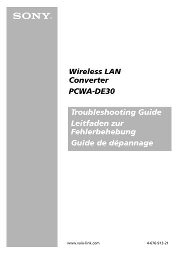 Sony PCWA-DE30 - PCWA-DE30 Guida alla risoluzione dei problemi Inglese