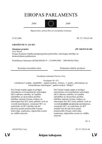 Ārējais tulkojums LV - Eiropas Parlaments - Europa