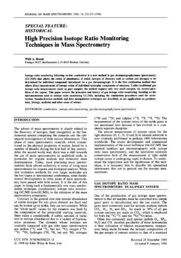 High Precision Isotope Ratio Monitoring Techniques in Mass ...