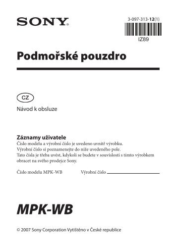 Sony MPK-WB - MPK-WB Istruzioni per l'uso Ceco