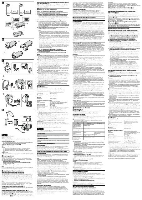 Sony ECM-AW3 - ECM-AW3 Istruzioni per l'uso Francese