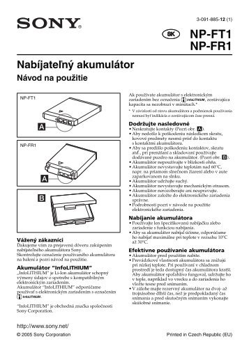 Sony NP-FR1 - NP-FR1 Istruzioni per l'uso Slovacco