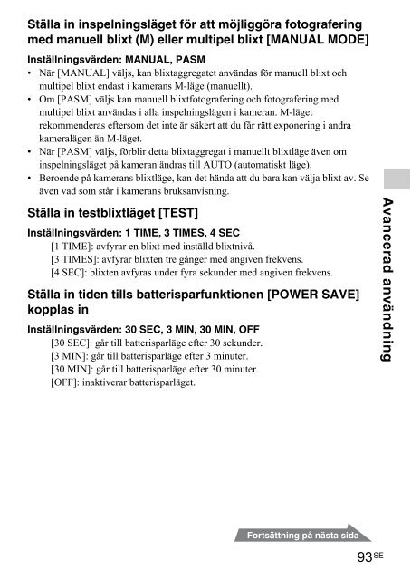 Sony HVL-F60M - HVL-F60M Istruzioni per l'uso Svedese