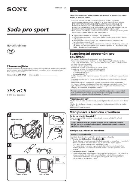 Sony SPK-HCB - SPK-HCB Istruzioni per l'uso Ceco