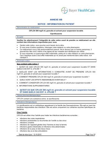 notice : information de l'utilisateur - Bayer HealthCare France