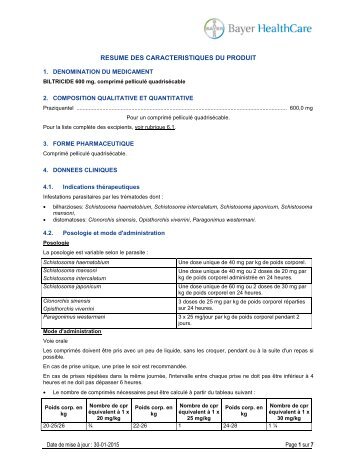 resume des caracteristiques du produit - Bayer HealthCare France