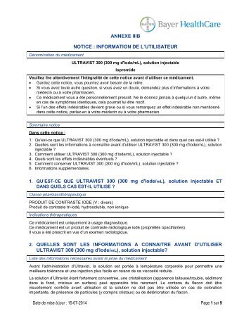 notice Ultravist 300 flacons mars 2013 - Bayer HealthCare France