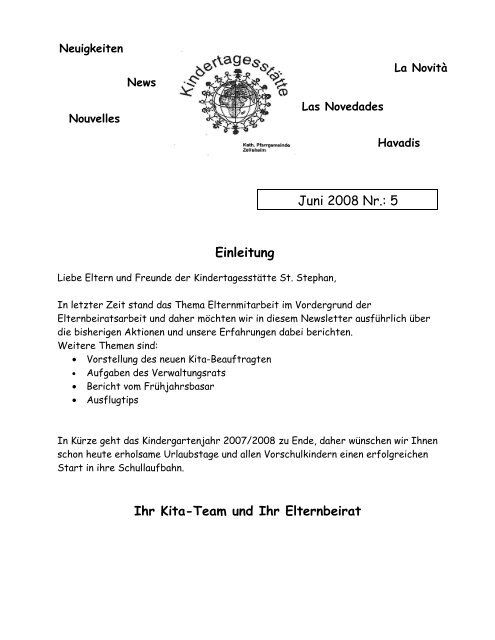 Ihr Kita Team Und Ihr Elternbeirat Zeilsheim
