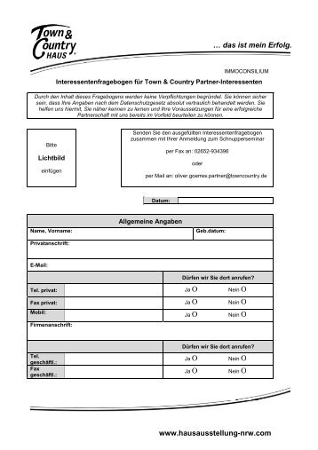 PDF: interessentenfragebogen-6.pdf - Town & Country Haus