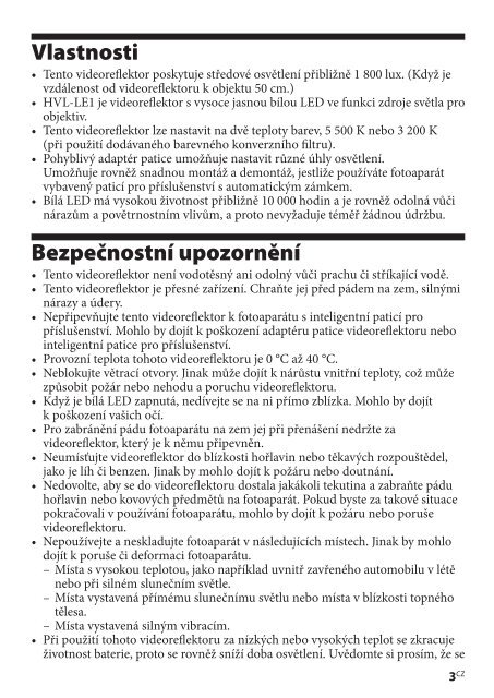 Sony HVL-LE1 - HVL-LE1 Istruzioni per l'uso Slovacco