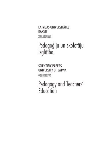 Pedagoģija un skolotāju izglītība - Latvijas Universitāte