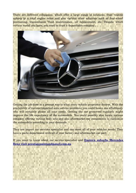 Obtaining Your Mercedes-Benz Repaired