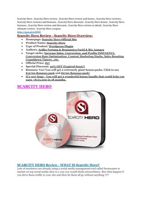 Scarcity Hero review-(SHOCKED) $21700 bonuses