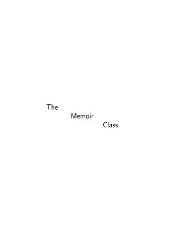The Memoir Class