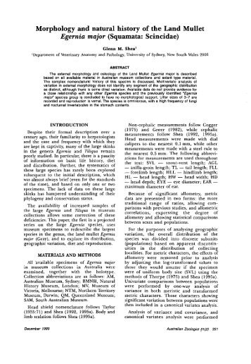 Morphology and natural history of the Land Mullet ... - RZS of NSW