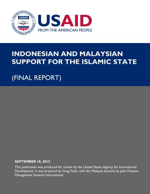 INDONESIAN AND MALAYSIAN SUPPORT FOR THE ISLAMIC STATE (FINAL REPORT)