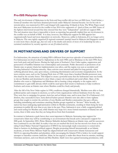 INDONESIAN AND MALAYSIAN SUPPORT FOR THE ISLAMIC STATE (FINAL REPORT)