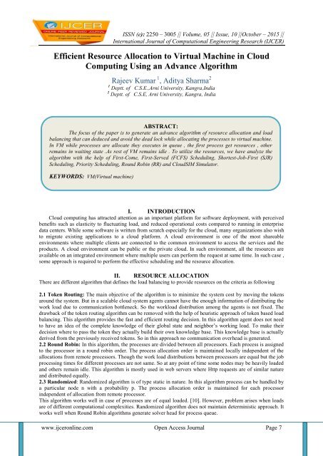 Efficient Resource Allocation to Virtual Machine in Cloud Computing Using an Advance Algorithm