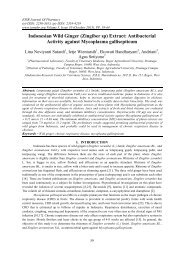 Indonesian Wild Ginger (Zingiber sp) Extract: Antibacterial Activity against Mycoplasma gallisepticum