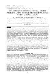 SELF MEDICATION PRACTICES FOR ORAL HEALTH PROBLEMS AMONG DENTAL PATIENTS IN BANGALORE: A CROSS SECTIONAL STUDY