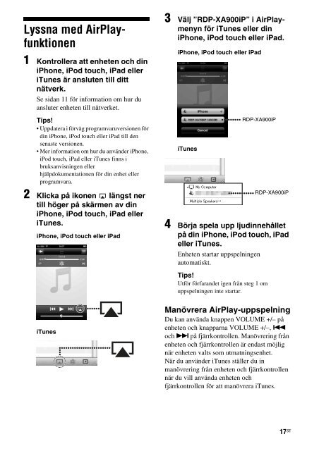 Sony RDP-XA900iP - RDP-XA900IP Istruzioni per l'uso Svedese