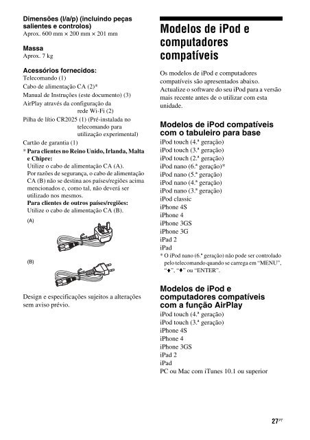 Sony RDP-XA900iP - RDP-XA900IP Istruzioni per l'uso Portoghese