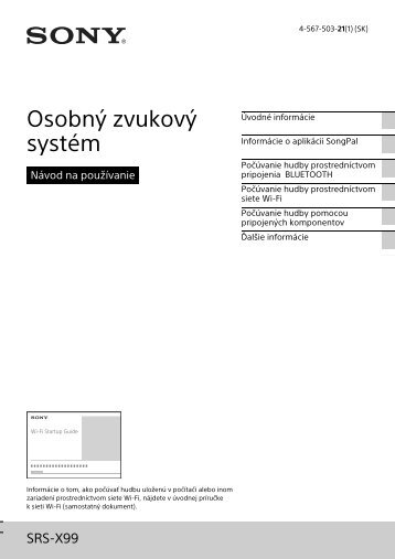 Sony SRS-X99 - SRS-X99 Istruzioni per l'uso Slovacco