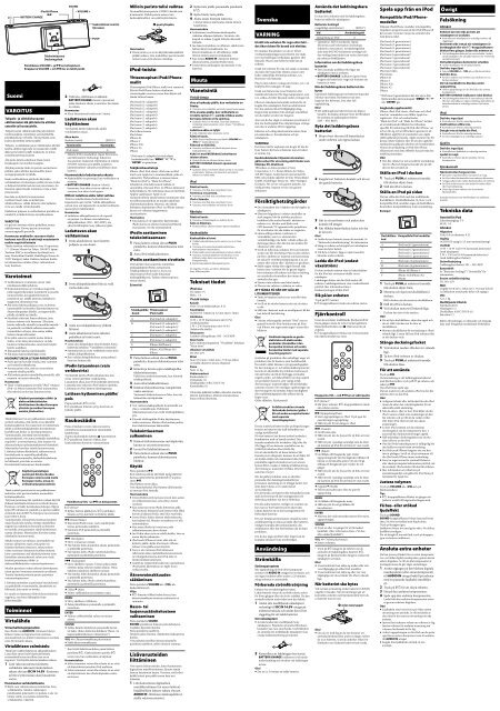 Sony RDP-M15iP - RDP-M15IP Istruzioni per l'uso Svedese