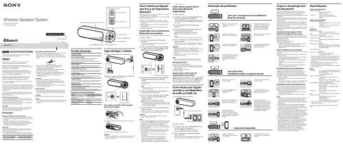 Sony SRS-BTD70 - SRS-BTD70 Istruzioni per l'uso Portoghese