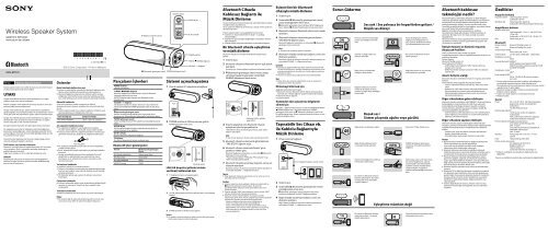 Sony SRS-BTD70 - SRS-BTD70 Istruzioni per l'uso Turco