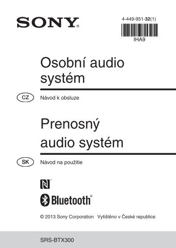 Sony SRS-BTX300 - SRS-BTX300 Istruzioni per l'uso Slovacco