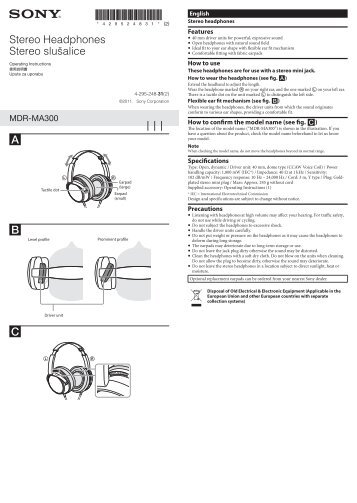 Sony MDR-MA300 - MDR-MA300 Istruzioni per l'uso Croato