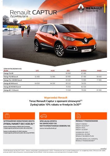 Teraz Renault Captur z oponami zimowymi Zyskaj także 10% rabatu w Kredycie 3x30