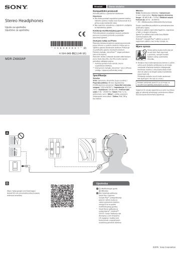 Sony MDR-ZX660AP - MDR-ZX660AP Istruzioni per l'uso Croato