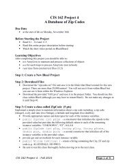 CIS 162 Project 4 A Database of Zip Codes