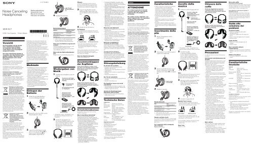 Sony MDR-NC7 - MDR-NC7 Istruzioni per l'uso Tedesco