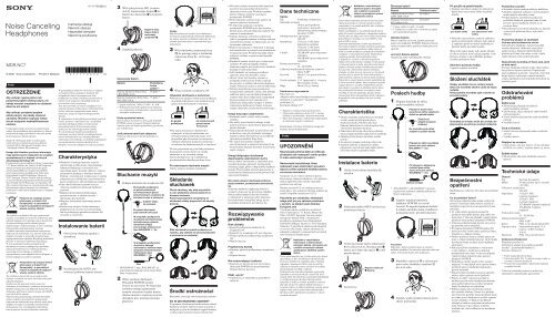 Sony MDR-NC7 - MDR-NC7 Istruzioni per l'uso Slovacco