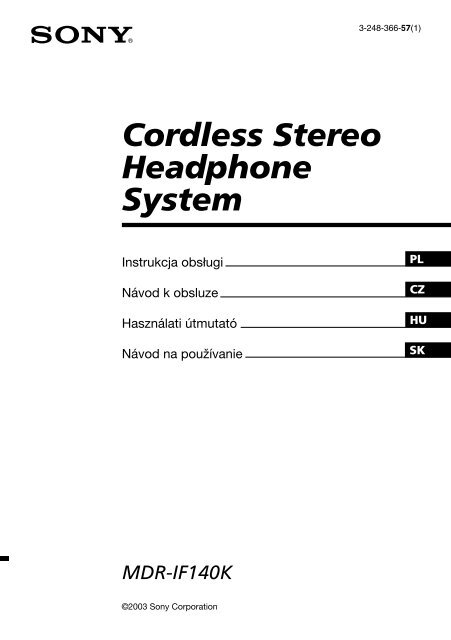Sony MDR-IF140K - MDR-IF140K Istruzioni per l'uso Slovacco