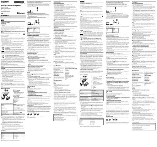Sony MDR-NWBT10 - MDR-NWBT10 Istruzioni per l'uso Portoghese