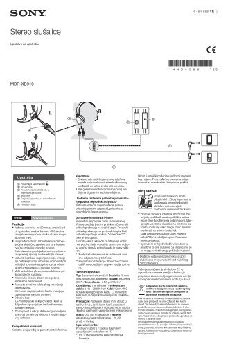 Sony MDR-XB910 - MDR-XB910 Istruzioni per l'uso Serbo