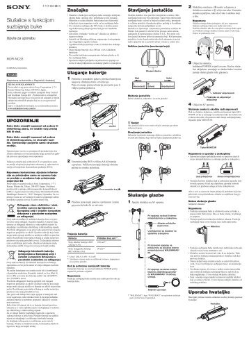 Sony MDR-NC33 - MDR-NC33 Istruzioni per l'uso Croato