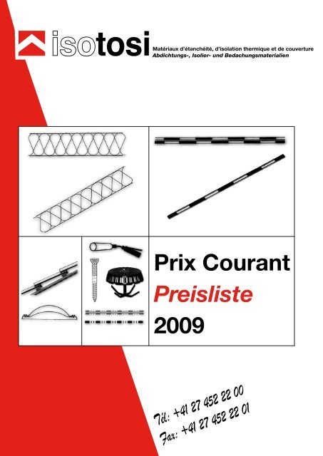 Prix Courant Preisliste 2009 - Isotosi