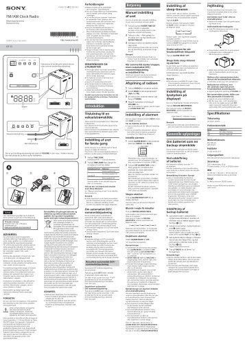 Sony ICF-C1T - ICF-C1T Istruzioni per l'uso Danese