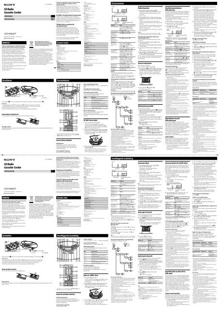 Sony CFD-RS60CP - CFD-RS60CP Istruzioni per l'uso Svedese