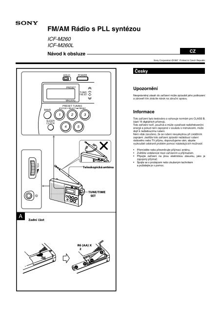 Sony ICF-M260L - ICF-M260L Istruzioni per l'uso Ceco