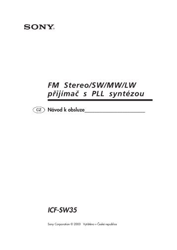 Sony ICF-SW35 - ICF-SW35 Istruzioni per l'uso Ceco